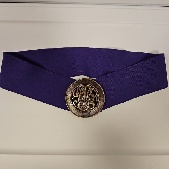 Purple Regal Elastic Belt Brushed Gold Hardware Waist 32"-36" - Picture 5 of 6